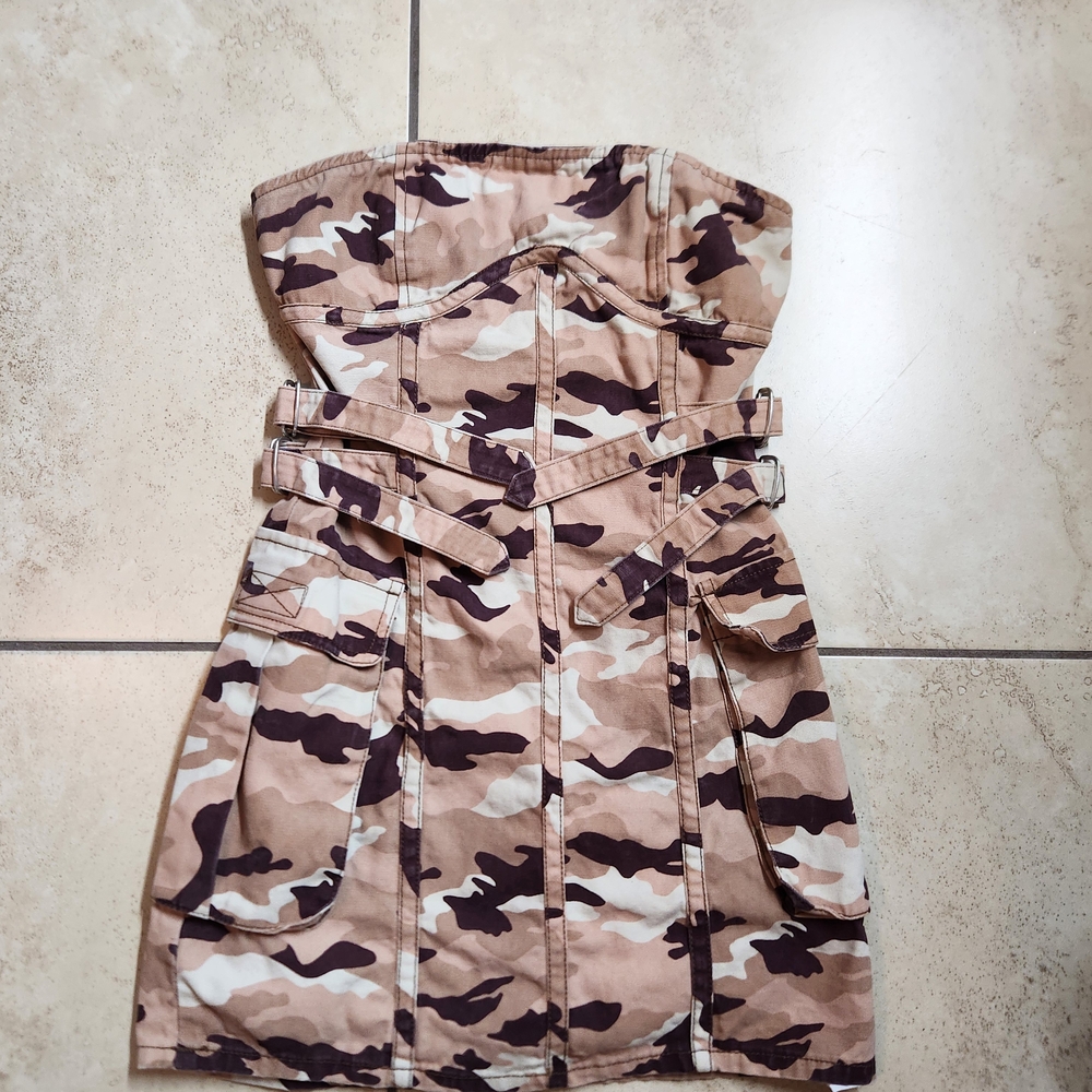 Camouflage Strapless Dress